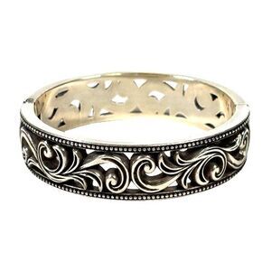 Brighton Alana Silver Scroll Hinged Bangle Bracelet NWOT JF9650 Retail $108